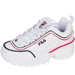 FILA Childrens Disruptor II Contrast Piping White Fila Navy Fila Red Size 13